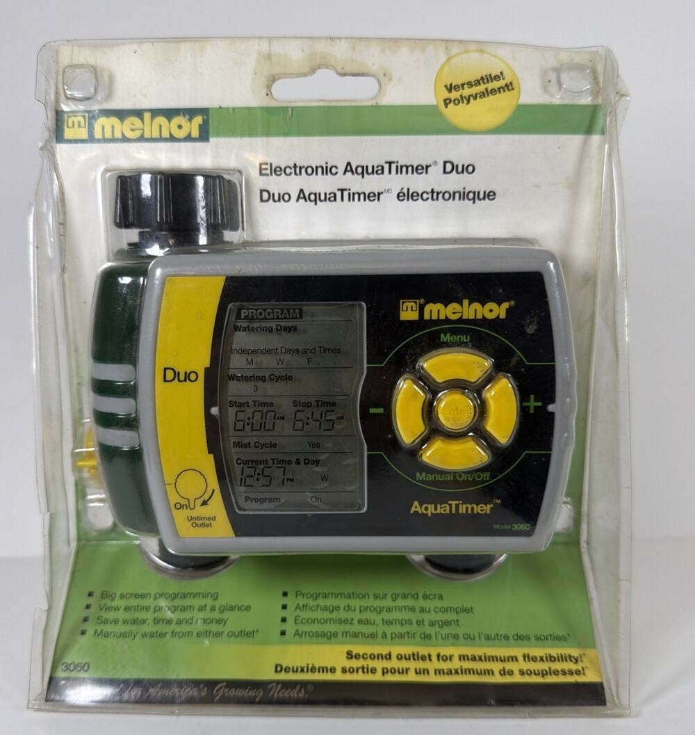 Melnor 3060 AquaTimer Duo Electronic Water Timer, Easy Programming - New